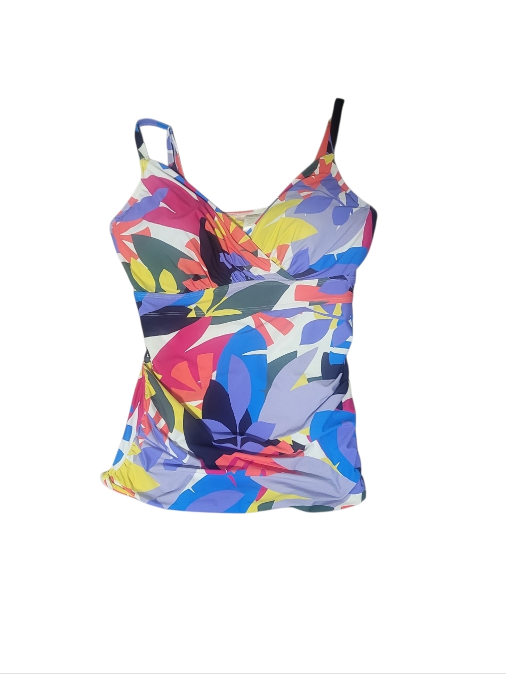 Anne Cole Multicolor Floral Tankini Top in Navy, Coral, Yellow, Blue - Picture 6 of 12